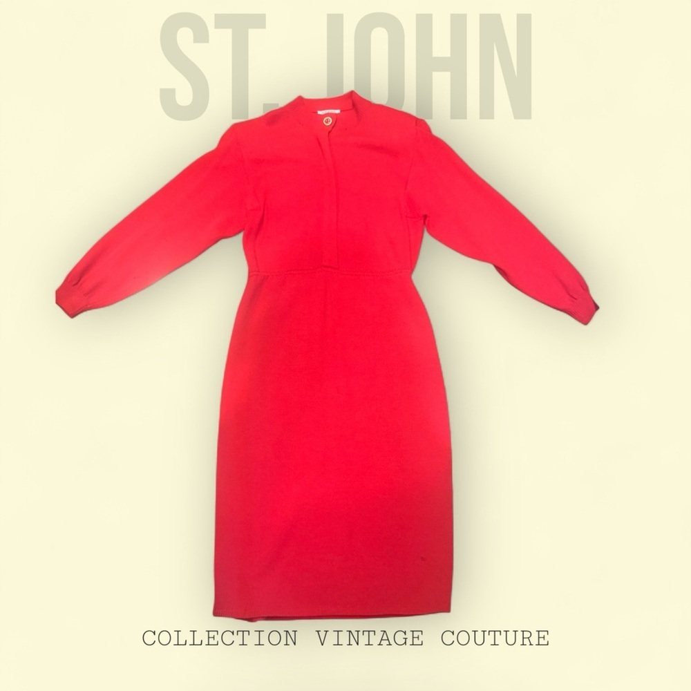 St. John Vibrant Red Long Sleeve Dress​​